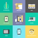 Web design and development flat icons vector illustration Web design and development flat icons vector illustration
