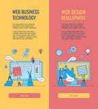 Web development vertical banners set with people silhouette building website page, making design and necessary settings. royalty free illustration Web development vertical banners set with people silhouette building website page, making design and necessary settings. royalty free illustration
