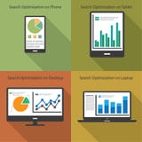 Web e conceito da analítica de SEO - ilustração ilustração stock Web e conceito da analítica de SEO - ilustração ilustração stock