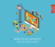Web isométrique plat de concept de la construction 3d infographic illustration stock Web isométrique plat de concept de la construction 3d infographic illustration stock