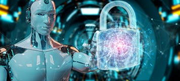 Web security protection interface used by robot 3D rendering royalty free illustration Web security protection interface used by robot 3D rendering royalty free illustration