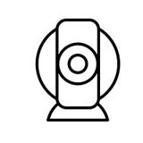 Webcamsymbolsvektor som isoleras på vit bakgrund, Webcamtecknet, linjen eller det linjära tecknet, beståndsdeldesign i översiktss stock illustrationer Webcamsymbolsvektor som isoleras på vit bakgrund, Webcamtecknet, linjen eller det linjära tecknet, beståndsdeldesign i översiktss stock illustrationer