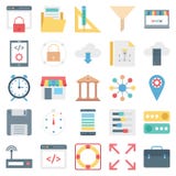 Webdesign, Daten und Entwicklung lokalisierte Vektor-Ikonen stock abbildung Webdesign, Daten und Entwicklung lokalisierte Vektor-Ikonen stock abbildung