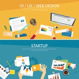 Webontwerp en startconcepten vlak ontwerp stock illustratie Webontwerp en startconcepten vlak ontwerp stock illustratie