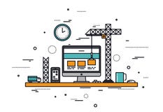 Website Construction Line Style Illustration Royalty Free Stock Photos Website Construction Line Style Illustration Royalty Free Stock Photos
