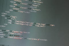 Websiteutveckling - programmera kod på datorskärmen fotografering för bildbyråer Websiteutveckling - programmera kod på datorskärmen fotografering för bildbyråer