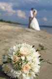 Wedding Bouquet Of Roses On The Beach Stock Image