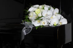 Wedding Bouquet On Black Piano Stock Photography Wedding Bouquet On Black Piano Stock Photography