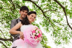 Wedding Couple With Flower Stock Images