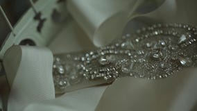 Wedding decorations in a white cage stock video footage Wedding decorations in a white cage stock video footage