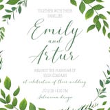 Wedding floral greenery invitation, invite, save the date card v Stock Images Wedding floral greenery invitation, invite, save the date card v Stock Images