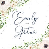 Wedding floral watercolor style invite, invitation, save the dat vector illustration Wedding floral watercolor style invite, invitation, save the dat vector illustration