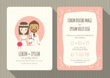 Wedding invitation card with cute groom and bride cartoon stock illustration Wedding invitation card with cute groom and bride cartoon stock illustration