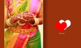 Wedding invitation card, groom puts bangle in bride hand at bangle ceremony stock photos Wedding invitation card, groom puts bangle in bride hand at bangle ceremony stock photos