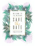 Wedding Invitation, floral invite thank you, rsvp modern card Design: green tropical palm leaf greenery branches decorative wreath vector illustration Wedding Invitation, floral invite thank you, rsvp modern card Design: green tropical palm leaf greenery branches decorative wreath vector illustration