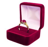 Wedding ring in box over white stock photos Wedding ring in box over white stock photos