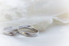 Wedding Rings On A Lace Background Royalty Free Stock Photography
