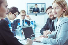 Weekly meeting of the company's management board stock image Weekly meeting of the company's management board stock image