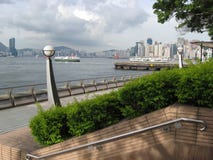 Weergeven van Centrale promenade, Hoofdeiland, Hong Kong stock afbeelding Weergeven van Centrale promenade, Hoofdeiland, Hong Kong stock afbeelding