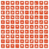 100 weerpictogrammen geplaatst grunge sinaasappel Stock Foto's 100 weerpictogrammen geplaatst grunge sinaasappel Stock Foto's