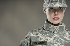 Weiblicher AMERIKANISCHE Armee-Soldat stockfotografie Weiblicher AMERIKANISCHE Armee-Soldat stockfotografie