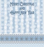Weihnachts- und des neuen Jahresgrußkarte mit Punkten der blauen Streifen spielt und weiße Schneeflocken die Hauptrolle vektor abbildung Weihnachts- und des neuen Jahresgrußkarte mit Punkten der blauen Streifen spielt und weiße Schneeflocken die Hauptrolle vektor abbildung