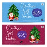 Weihnachtsgeschenkgutschein mit frankierter Summen-Schablone vektor abbildung Weihnachtsgeschenkgutschein mit frankierter Summen-Schablone vektor abbildung