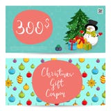 Weihnachtsgeschenkgutschein mit frankierter Summen-Schablone vektor abbildung Weihnachtsgeschenkgutschein mit frankierter Summen-Schablone vektor abbildung