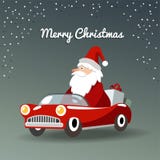 Weihnachtsgrußkarte mit Santa Claus, Retro- Sportauto stock abbildung Weihnachtsgrußkarte mit Santa Claus, Retro- Sportauto stock abbildung