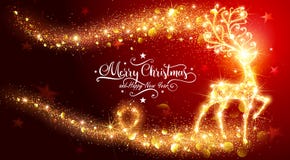 Weihnachtskarte mit glänzenden magischen Rotwild vektor abbildung Weihnachtskarte mit glänzenden magischen Rotwild vektor abbildung