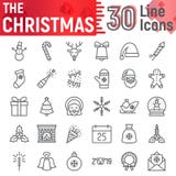 Weihnachtslinie Ikonensatz, Symbole Sammlung, Vektorskizzen, Logoillustrationen, Weihnachten des neuen Jahres unterzeichnet linea lizenzfreie abbildung Weihnachtslinie Ikonensatz, Symbole Sammlung, Vektorskizzen, Logoillustrationen, Weihnachten des neuen Jahres unterzeichnet linea lizenzfreie abbildung