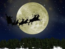 Weihnachtsmann auf Schlitten mit Rotwild stock abbildung Weihnachtsmann auf Schlitten mit Rotwild stock abbildung