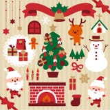 Weihnachtsnetter Charakter- und -Gestaltungselementsatz lizenzfreie abbildung Weihnachtsnetter Charakter- und -Gestaltungselementsatz lizenzfreie abbildung