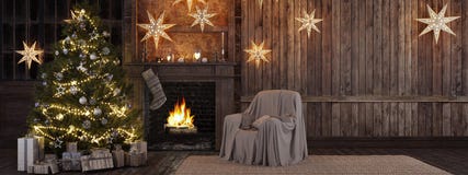 Weihnachtsstrumpf auf Kaminhintergrund Wiedergabe 3d lizenzfreies stockfoto Weihnachtsstrumpf auf Kaminhintergrund Wiedergabe 3d lizenzfreies stockfoto