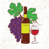 Wein-Flasche und Trauben vektor abbildung Wein-Flasche und Trauben vektor abbildung