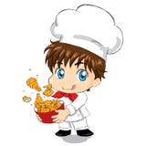 Weinig Chef-kok - Fried Chicken voor mascotte het Web van het verpakkingsmenu vector illustratie Weinig Chef-kok - Fried Chicken voor mascotte het Web van het verpakkingsmenu vector illustratie