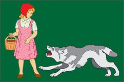 Weinig rode berijdende kap en grijze wolf royalty-vrije illustratie Weinig rode berijdende kap en grijze wolf royalty-vrije illustratie