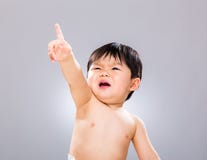 Weinig vinger van de babyjongen omhoog royalty-vrije stock foto Weinig vinger van de babyjongen omhoog royalty-vrije stock foto
