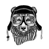 Weinlese-Bild des Bären für T-Shirt Design für Motorrad, Fahrrad, Motorrad, Rollerclub, aero Club stock abbildung Weinlese-Bild des Bären für T-Shirt Design für Motorrad, Fahrrad, Motorrad, Rollerclub, aero Club stock abbildung