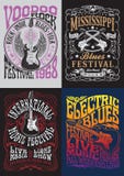 Weinlese-Felsen-Plakat-T-Shirt Design-Satz stock abbildung Weinlese-Felsen-Plakat-T-Shirt Design-Satz stock abbildung