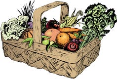Weinlesefünfziger jahre ernten Korb Stockfotografie Weinlesefünfziger jahre ernten Korb Stockfotografie