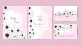 Weiße Anemone Flowers Watercolor Wedding Invitations-Schablone Handzeichnungs-Blume und Niederlassungen sparen das Datum, Gruß, d lizenzfreie abbildung Weiße Anemone Flowers Watercolor Wedding Invitations-Schablone Handzeichnungs-Blume und Niederlassungen sparen das Datum, Gruß, d lizenzfreie abbildung