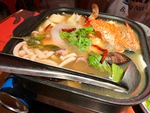 Weiße Meeresfrüchte Tom Yum Thailand Cuisine stockfotografie Weiße Meeresfrüchte Tom Yum Thailand Cuisine stockfotografie