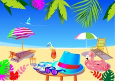 Wektor ustawia wszystko dla wakacje letni Plażowi akcesoria, royalty ilustracja Wektor ustawia wszystko dla wakacje letni Plażowi akcesoria, royalty ilustracja