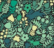 Wektorowa bezszwowa tekstura z kwiatami, ptakami i motylami, Aut royalty ilustracja Wektorowa bezszwowa tekstura z kwiatami, ptakami i motylami, Aut royalty ilustracja
