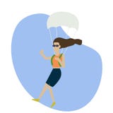 Wektorowa Skydiving kobieta Mieszkanie kreskówki stylowa kolorowa ilustracja royalty ilustracja Wektorowa Skydiving kobieta Mieszkanie kreskówki stylowa kolorowa ilustracja royalty ilustracja