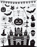 Wektorowe Czarne Kreślić Doodle Halloween ikony royalty ilustracja Wektorowe Czarne Kreślić Doodle Halloween ikony royalty ilustracja