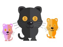 Wektorowy czarny kot i śliczny kot na białym tle ilustracji Wektorowy czarny kot i śliczny kot na białym tle ilustracji