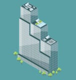 Wektorowy 3d Płaski Isometric budynek biurowy ilustracja wektor Wektorowy 3d Płaski Isometric budynek biurowy ilustracja wektor