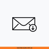 Wektorowy ikona email outbox mieszkanie linii konturu czerń w tło bielu ilustracji Wektorowy ikona email outbox mieszkanie linii konturu czerń w tło bielu ilustracji